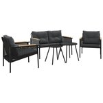 vidaXL Ensemble de meubles de balcon avec coussins 5 Pièces noir acier