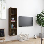 vidaXL Bibliothèque/Meuble TV Chêne fumé 143x30x36cm Bois d'ingénierie