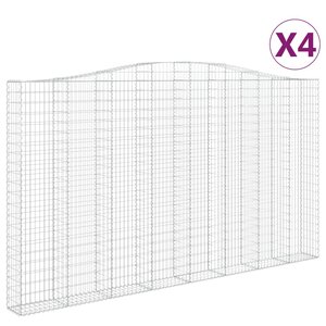vidaXL Paniers à gabions arqués 4 Pièces 400x30x220/240 cm Fer galvanisé