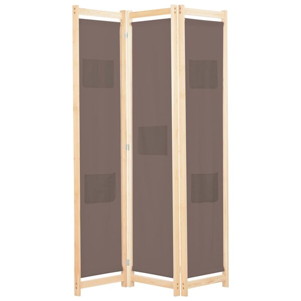 vidaXL Cloison de séparation 3 panneaux Marron 120x170x4 cm Tissu
