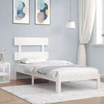 vidaXL Cadre de lit avec tête de lit blanc simple bois massif