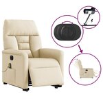 vidaXL Fauteuil inclinable de massage électrique Crème Tissu