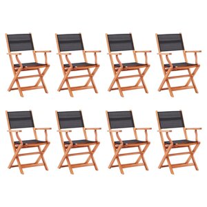 vidaXL Chaises pliables de jardin lot de 8 noir eucalyptus textilène