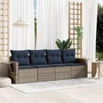 vidaXL Salon de jardin 4 Pièces avec coussins gris résine tressée