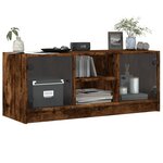 vidaXL Meuble TV avec portes en verre chêne fumé 102x37x42 cm