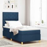 vidaXL Lit à ressorts avec tête de lit Bleu 90 x 190 cm tissu