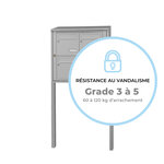 Bloc collectif Leabox  2x2  grade 3  simple face  extérieur  fixation sur pieds à sceller  gris clair ral 7035 finition brillante