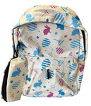 Sac à dos cartable avec trousse assortie scolaire primaire enfants avec motifs œufs de paques : léger  solide et confortable