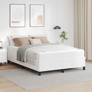 vidaXL Cadre de lit avec matelas Blanc 160 x 200 cm tissu