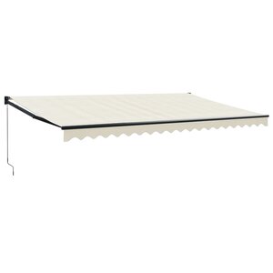 vidaXL Auvent rétractable crème 5x3 m tissu et aluminium