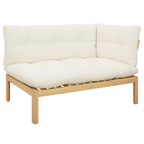 vidaXL Unité de canapé d'angle Acacia Clair et Blanc Crème