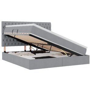vidaXL Lit avec rangement et matelas Gris clair 180 x 200 cm tissu