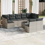 vidaXL Salon de jardin avec coussins 10 Pièces gris clair résine tressée