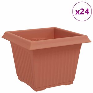 vidaXL Pot de Fleurs Carré 24 Pièces Rouge brique 23 x 23 x 17 5 cm