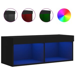 vidaXL Meuble TV avec lumières LED noir 80x30x30 cm