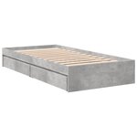 vidaXL Cadre de lit et tiroirs gris béton 90x190 cm bois d'ingénierie
