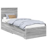 vidaXL Cadre de lit avec tête de lit Sonoma Gris et Argent 75 x 190 cm