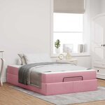 vidaXL Cadre de lit avec matelas Rose 140 x 190 cm Velours