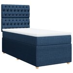 vidaXL Sommier à lattes de lit avec matelas Bleu 90x190 cm Tissu