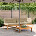 vidaXL Salon palette de jardin avec coussins 3Pièces bois d'acacia massif