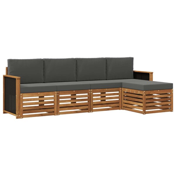vidaXL Ensemble de canapés d'extérieur 5 pc Naturel et Anthracite
