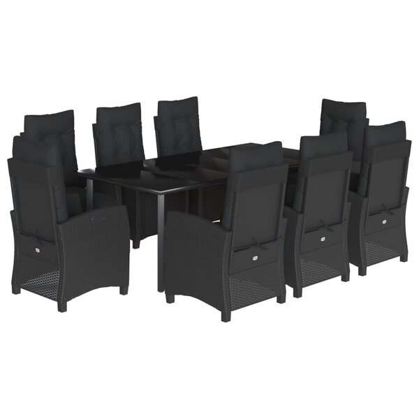 vidaXL Ensemble à manger de jardin 9Pièces coussins noir résine tressée