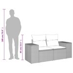 vidaXL Canapé de jardin 2 places et coussins gris clair résine tressée