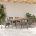 vidaXL Ensemble de jardin 7 pièces avec coussins gris en poly rotin