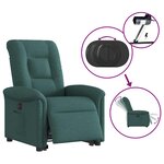 vidaXL Fauteuil inclinable électrique vert foncé tissu