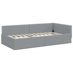 vidaXL Cadre de lit d'angle avec tête de lit Gris clair 90 x 190 cm