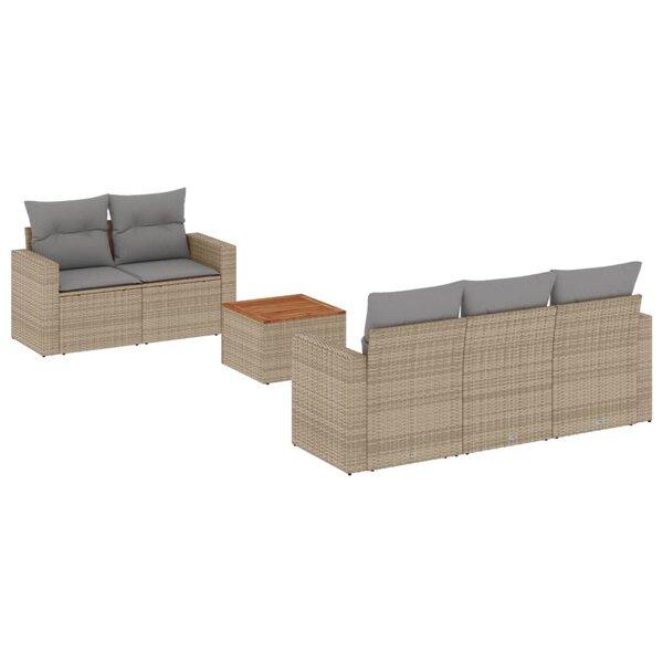 vidaXL Salon de jardin avec coussins 6 Pièces beige résine tressée