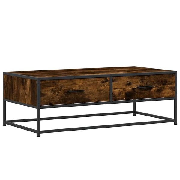 vidaXL Table basse chêne fumé 100x50x35 cm bois d'ingénierie et métal