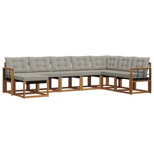 vidaXL Ensemble de canapés d'extérieur 8 Pièces Gris Naturel et Clair