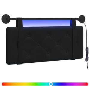 vidaXL Tête de lit suspendue Avec lumière LED Noir Velours