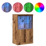 Buffet vidaXL avec lumières LED Bois ancien 60x37x100 cm
