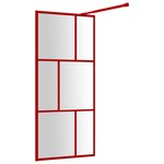 vidaXL Paroi de douche avec verre ESG transparent rouge 90x195 cm