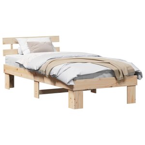 vidaXL Cadre de lit avec tête de lit Naturel 75 x 190 cm Pin massif