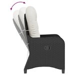 Chaise inclinable vidaXL avec coussin en poly rotin noir