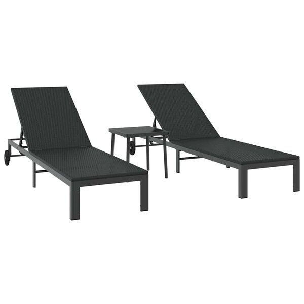 vidaXL Transat avec coussin 2 Pièces Noir 40 x 39 x 40.5cm polyrotin