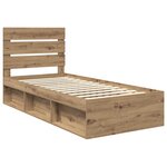 vidaXL Cadre de lit Chêne artisan 100 x 200 cm Bois de pin massif