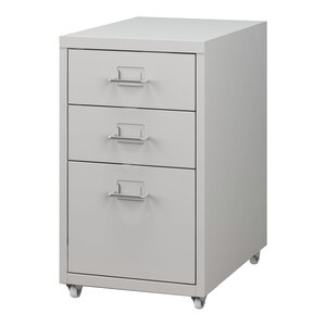 Caisson de bureau meuble de rangement pour documents dossiers fournitures de bureau à roulettes acier 48 x 28 x 41 cm blanc mat 03_0006331