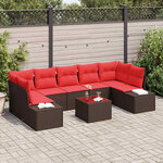 vidaXL Ensemble de canapé de jardin 8 Pièces Beige Rouge 55 x 55 x 37 cm
