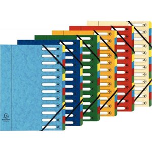 Trieur 12 compartiments fenêtres avec élastiques EXACOMPTA