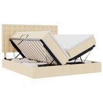 vidaXL Lit de rangement LED avec matelas Crème 180 x 200 cm Tissu