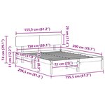 vidaXL Cadre de lit avec tête de lit Blanc 150 x 200 cm Pin massif