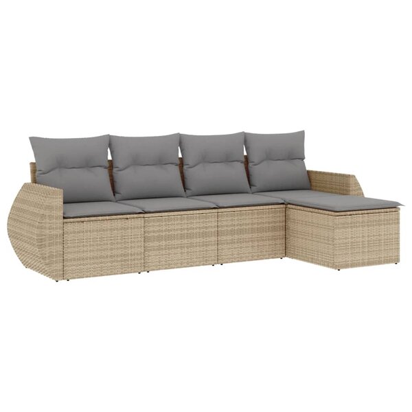 vidaXL Salon de jardin avec coussins 5 Pièces beige résine tressée