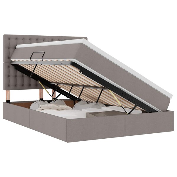 vidaXL Lit avec rangement et matelas Taupe 140 x 200 cm tissu