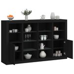 vidaXL Buffets avec lumières LED 3 Pièces noir bois d'ingénierie