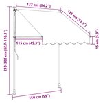 vidaXL Auvent manuel rétractable 150 cm Crème
