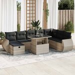 vidaXL Salon de jardin 9 Pièces avec coussins gris clair résine tressée